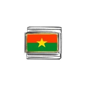  Burkina Faso Flag Italian Charm Bracelet Link: Jewelry