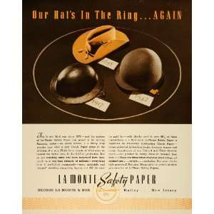  Ad George La Monte & Son Safety Paper Logo Nutley NJ Check Tags Hats 