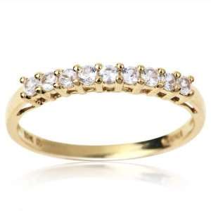 10k Yellow Gold and Round Cut Cubic Zirconia 9 Stone Classic Ring 10.0