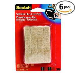  3M Scotch 750ES Self Stick Rubber Pads, Brown Hex, 6 Pack 