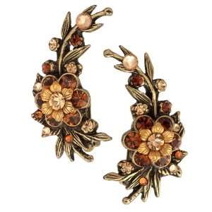 Scintillating Clip on Brown and Beige Earrings by Michal 