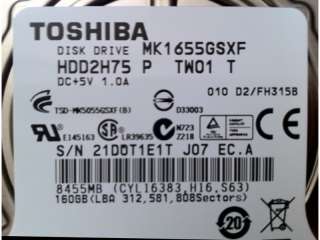 Toshiba 160 GB 2.5 SATA Laptop Hard Drive 5400 RPM Tested Free 