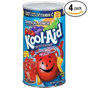 Kool Aid Drink Mix, Sugar Sweetened Tropical Punch, 82.5 Ounce Boxes 