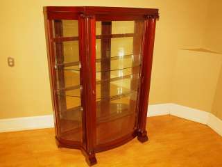   HORNER Mahogany Curved Glass Curio China Cabinet Bookcase NO RESERVE