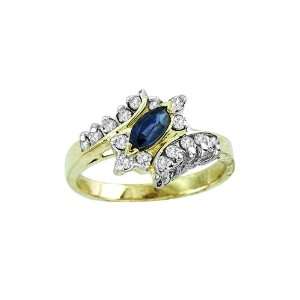   38 ctw Diamond & Marquise Sapphire Ring 14K Yellow Gold: Jewelry