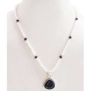 Excellent Single Strand Natural Blue Sapphire & Pearl Beaded Necklace 
