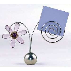   of 3 Handcrafted Photo Holders with Beaded Pale Amethyst Daisy (India