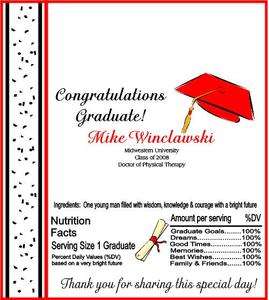   Graduation Graduate Candy Wrappers Party Favors Custom ANY COLORS