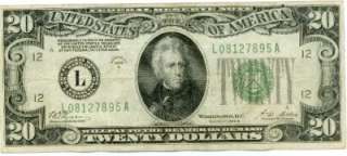   Twenty Dollar Bill Redeemable In Gold US Currency San Francisco  