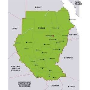 Map Sudan Landkarte Sudan   Peel and Stick Wall Decal by Wallmonkeys 