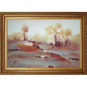   Background Oil Painting, with Exquisite Dark Gold Wood Frame 30.5 x 42