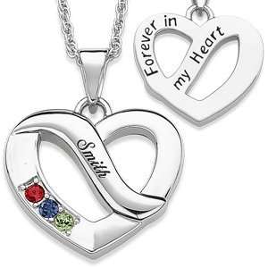   & Birthstone Heart Pendant 3 stones   Personalized Jewelry: Jewelry