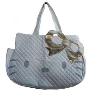 Hello Kitty Soft White Leatherette Quilt Like Shoulder Handbag with 