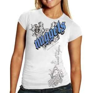  adidas Denver Nuggets Ladies White Fillagree T shirt (XX 