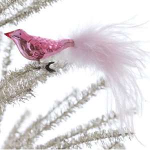  Pink Bird with Feathers Clip on Christmas Ornament, 8 