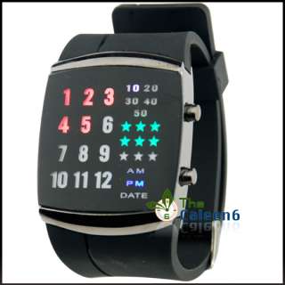   Blue LED Plastic Lava Sports Unisex Fashion Date Wrist Watch 4 Colors