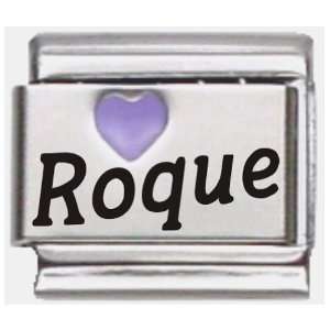  Roque Purple Heart Laser Name Italian Charm Link Jewelry