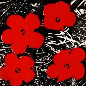 Andy Warhol 36W by 36H  Flowers (Red), 1964 CANVAS Edge #1 3/4 