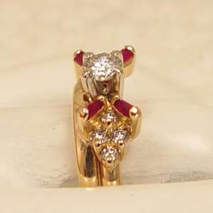 Dazzling Diamond and Ruby Array 14Kt Gold Estate Ring  