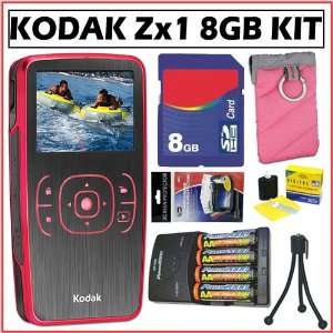  Kodak ZX1 HD Pocket Video Camera in Red + 8GB Accessory 
