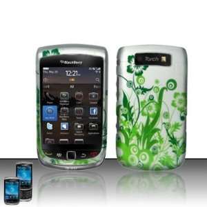 For Blackberry Torch 9800 (AT&T) Rubberized Design Cover Green Vines 
