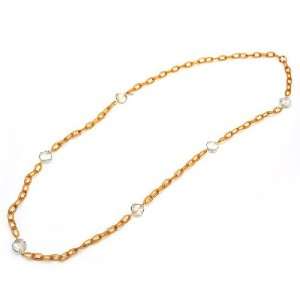  [Aznavour] Simple Crystal Chain Necklace / Beige. Jewelry