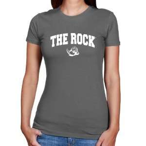 Slippery Rock Pride Ladies Charcoal Logo Arch T shirt  
