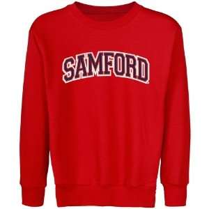 Samford Bulldogs Youth Arch Applique Crew Neck Fleece Sweatshirt   Red