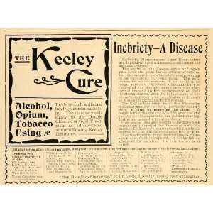  1898 Vintage Ad Keeley Cure Alcoholism Drug Addiction 