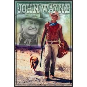 John Wayne Long Live Cowboy West Dog Poster Dry Mounted Wood Framed 
