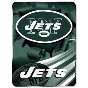 New York Jets NFL Royal Plush Raschel Blanket (Big Burst Series) (60 