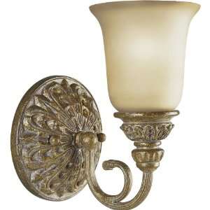   Light Cast Bath Fixture with Antique Stone Etched Glass, Creme Brulee