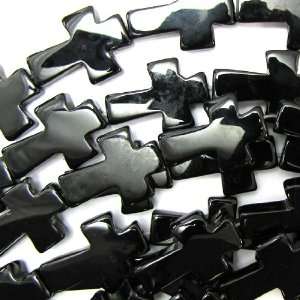  30mm black onyx cross beads 7.5 strand 6 pcs