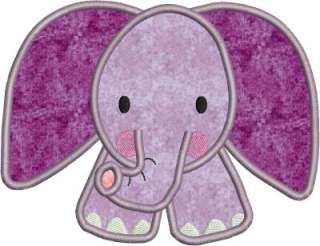 Zoo Baby Elephant Applique Machine Embroidery Designs  