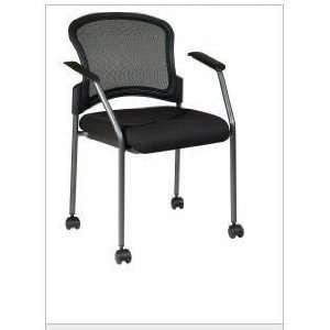  Titanium Finish Rolling Visitors Chair with Arms, Casters 