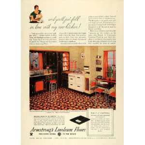  1934 Ad Armstrong Cork Co Linoleum Floor Linowall Kitchen 