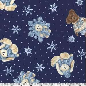  45 Wide Boyds Bears Snowflakes Navy Fabric By The Yard 