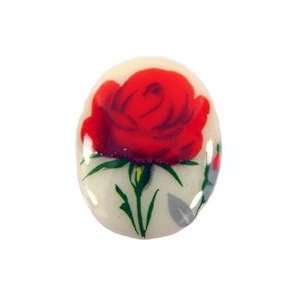 25x18mm Red Rose Decal Porcelain Painting Cameo   Pack Of 
