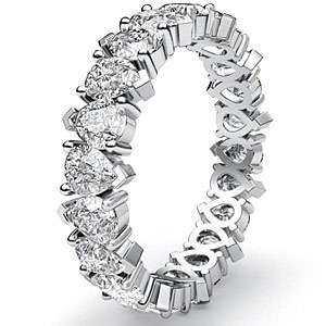 5ct Pear New Diamond Wedding Ring Eternity Band 14k White Gold sz4 