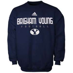 adidas Brigham Young Cougars Navy Blue Sideline Crew Sweatshirt 