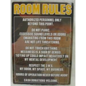  Room Rules Funny Metal Sign