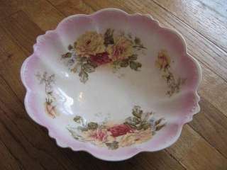 LG 10 Pink Porcelain Bowl MZ AUSTRIA Roses Violets  