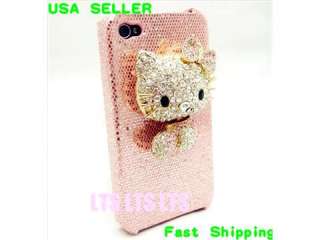 Bling 3D Pink Hello Kitty Case Cover for iPhone 4G 4S New  