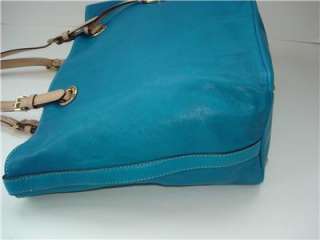New Michael Kors ITEMS GRAB BAG TOTE Turquoise Blue Leather NWT  
