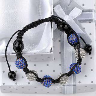   Crystal Disco Ball Weave Macrame Hip Hop Bracelet Adjust + Gift Box