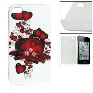  Gino White Back Case Red Heart Print Cover for iPhone 4 4G 