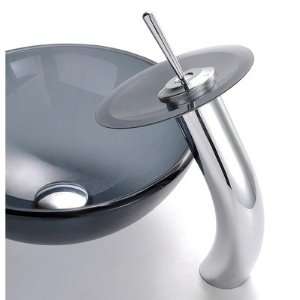   CH Clear Black Glass Vessel Sink with PU MR, Chrome: Home Improvement