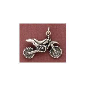    Sterling Silver Charm .875 in long 3D Motorcross Dirt Bike Jewelry