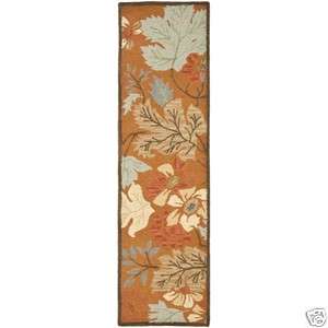 Runner Hand hooked Blossom Rust/ Multi Wool Carpet Area Rug 