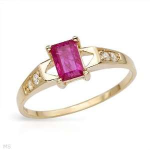 Genuine Morne Rouge (TM) Ladies Ring. 0.65 Ctw. Pinkish Red Ruby And H 